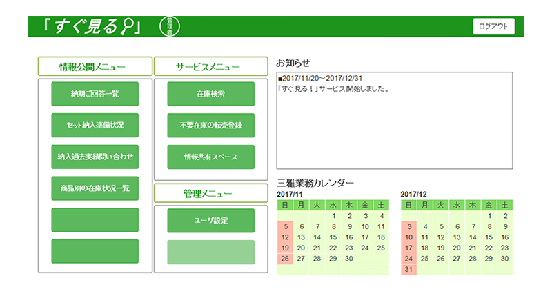 見える化サービス「すぐ見る！」の実際の管理画面